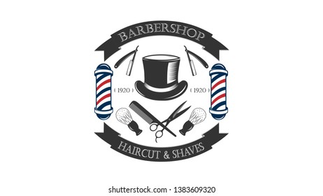 Barbershop Logo With a Hat. Vector Illustration