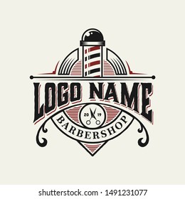 barbershop logo hipster Vintage retro classic barber shop icon symbol VECTOR