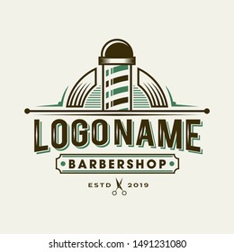 barbershop logo hipster Vintage retro classic barber shop icon symbol VECTOR