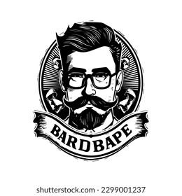 Barbershop logo illustration features a classic design