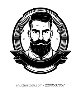 Barbershop logo illustration features a classic design