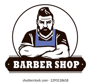 Barbershop Logo illustration strong man