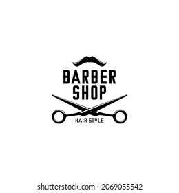 barbershop logo illustration vector, scissors vector