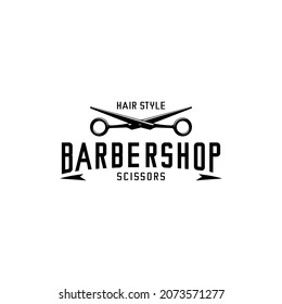 barbershop logo illustration vector, scissors vector