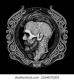 barbershop logo illustration is a visual representation of a barbershop brand. It typically incorporates traditional barbering tools like scissors, combs, and razors in a creative way