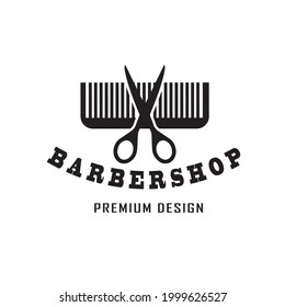 Barbershop Logo Line Art Vector Vintage Stock Vector (Royalty Free ...