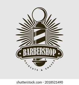 Barbershop Logo, Poster Or Banner Design Concept With Barber Pole 