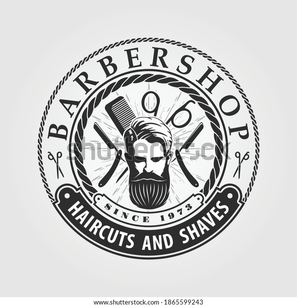 Barbershop Logo Poster Banner Template Bearded Stock Vector (Royalty ...