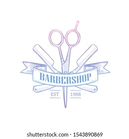 Barbershop logo with a ribbon