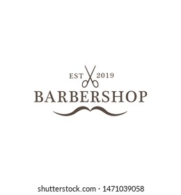 Barbershop logo with scissor vector illustration. Can use for haircut salon, barbershop, web, promotion, flyer, print.