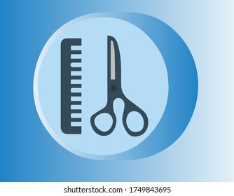 barbershop logo scissors and comb