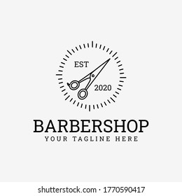 Barbershop Logo With Scissors Icon