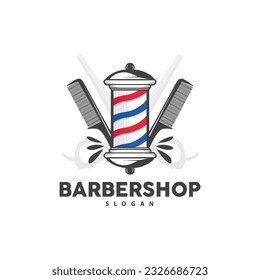 Barbershop Logo, Scissors Vector, Retro Vintage Minimalist Typography Ornament Design