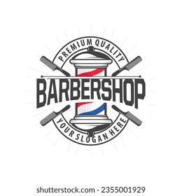 Barbershop Logo, Scissors Vector, Retro Vintage Minimalist Typography Ornament Design