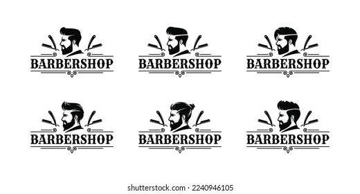 Barbershop logo set design vector illustration