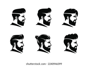 Barbershop logo set design vector illustration