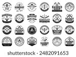 Barbershop logo sign badge vector collection. Vintage barbershop logo with retro style vector design. Set of design elements for barber shop, haircut