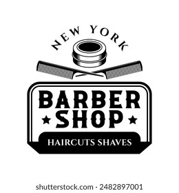 Barbershop logo sign badge vector isolated. Vintage barbershop logo with retro style vector template. Design element for barber shop, haircut's salon