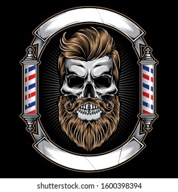 barbershop logo with skull vector 