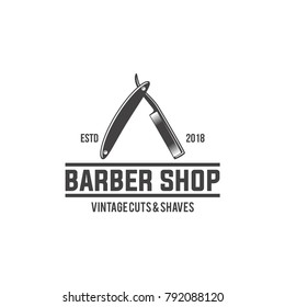 Barbershop logo, Straight razor vector logo illustration isolated sign symbol