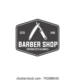 Barbershop logo, Straight razor vector logo illustration isolated sign symbol