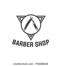 Barbershop logo, Straight razor vector logo illustration isolated sign symbol