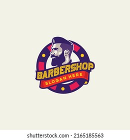 barbershop logo template barber shop pole retro mascot