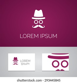 barbershop logo template icon design elements with business card 

