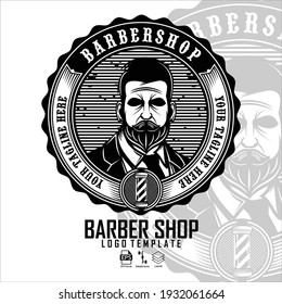 BARBERSHOP LOGO TEMPLATE, READY FORMAT EPS 10