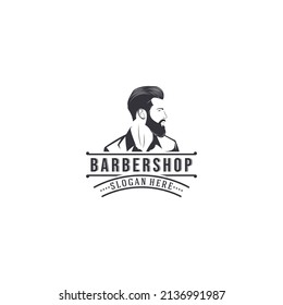 Barbershop-Logo-Vorlage, Vektorgrafik, Symbol auf weißem Hintergrund