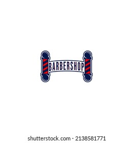 barbershop logo template vector, icon in white background