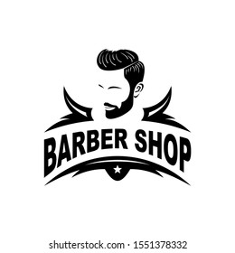 Barbershop logo template in vintage style, with bearded man.