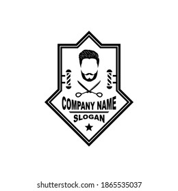 Barbershop logo template in vintage style, with bearded man.