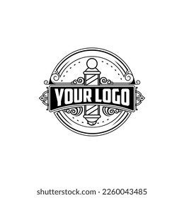 barbershop logo template,illustration,silhouette,vector for modern barber business
