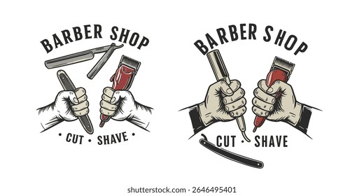 Barbershop Logo Vector Design. Logo for barbershop, cut and shave, Hair Stylist