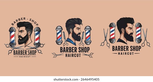 Barbershop Logo Vector Design. Logo for barbershop, cut and shave, Hair Stylist