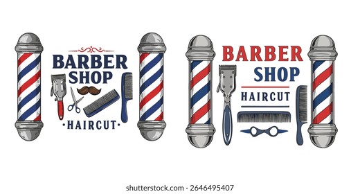 Barbershop Logo Vector Design. Logo for barbershop, cut and shave, Hair Stylist