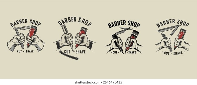 Barbershop Logo Vector Design. Logo for barbershop, cut and shave, Hair Stylist