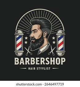 Barbershop Logo Vector Design. Logo for barbershop, cut and shave, Hair Stylist