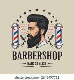 Barbershop Logo Vector Design. Logo for barbershop, cut and shave, Hair Stylist