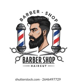 Barbershop Logo Vector Design. Logo for barbershop, cut and shave, Hair Stylist