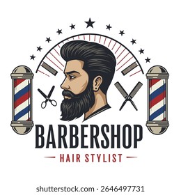 Barbershop Logo Vector Design. Logo for barbershop, cut and shave, Hair Stylist