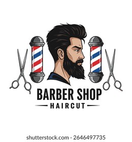 Barbershop Logo Vector Design. Logo for barbershop, cut and shave, Hair Stylist