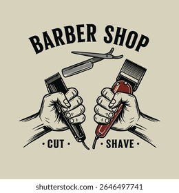 Barbershop Logo Vector Design. Logo for barbershop, cut and shave, Hair Stylist