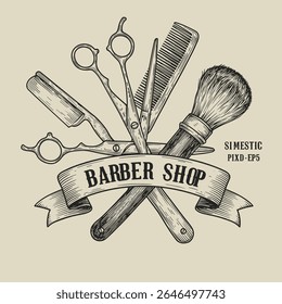Barbershop Logo Vector Design. Logo for barbershop, cut and shave, Hair Stylist