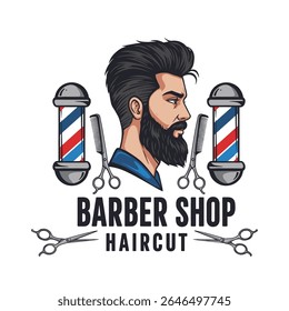 Barbershop Logo Vector Design. Logo for barbershop, cut and shave, Hair Stylist
