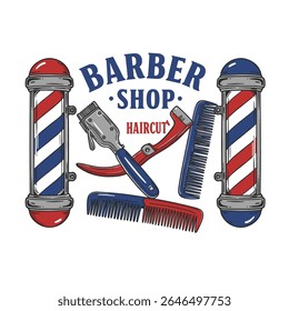 Barbershop Logo Vector Design. Logo for barbershop, cut and shave, Hair Stylist