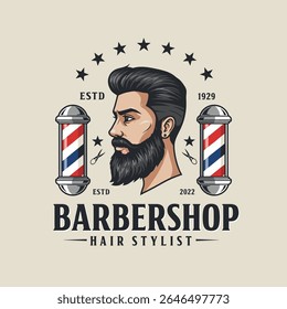 Barbershop Logo Vector Design. Logo for barbershop, cut and shave, Hair Stylist