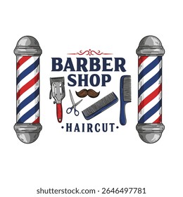 Barbershop Logo Vector Design. Logo for barbershop, cut and shave, Hair Stylist