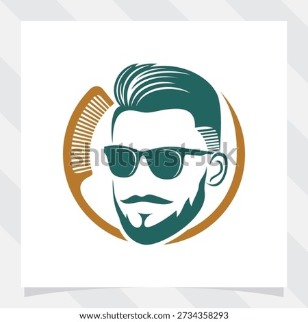 Barbershop logo vector. handsome man head illustration.